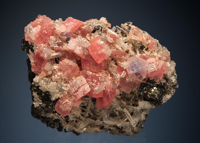 RHODOCHROSITE with APATITE and FLUORITE